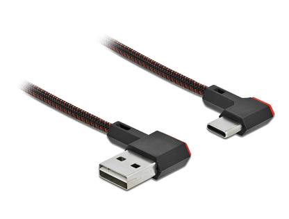 כבל EASY-USB 2.0 עם ציפוי ניילון קלוע מבית Delock גרמניה מאפשר חיבור קל ונוח בין מכשיר עם מחבר USB-C למחשב או למטען בעל חיבור USB-A פנוי