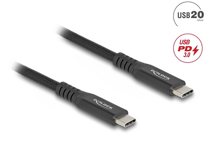 כבל USB4™ Type-C 20Gbps 4K HDR Black metal ז/ז תומך PD 3.0 100W צ'יפ E-Marker - delock.israel