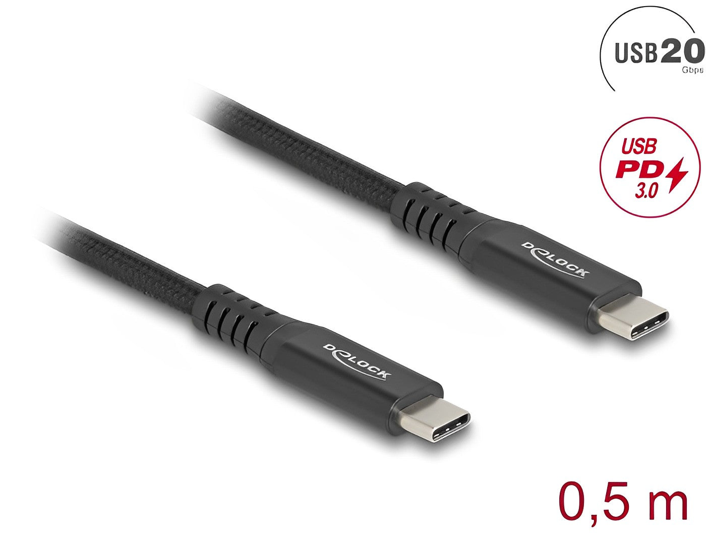 כבל USB4™ Type-C 20Gbps 4K HDR Black metal ז/ז תומך PD 3.0 100W צ'יפ E-Marker - delock.israel