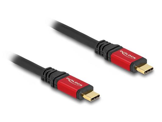 כבל טעינה ונתונים USB-C 5Gbps Red metal ז/ז תומך PD 3.0 100W צ'יפ E-Marker - delock.israel