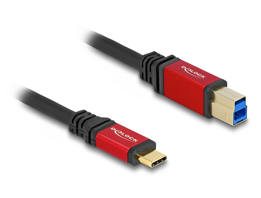 כבל USB 5Gbps Red metal תקע USB-C לתקע USB-B - delock.israel