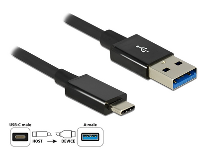 כבל קואקסיאלי USB 3.1 Gen 2 10Gbps תקע USB-C לתקע USB-A - delock.israel