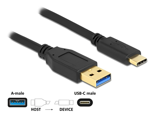 כבל USB 3.2 Gen 1 5Gbps תקע USB-A לתקע USB-C - delock.israel