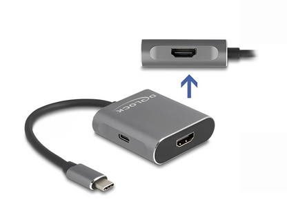 ספליטר USB-C 4K ל- 2 מסכים HDMI MST תומך PD 100Watt - delock.israel