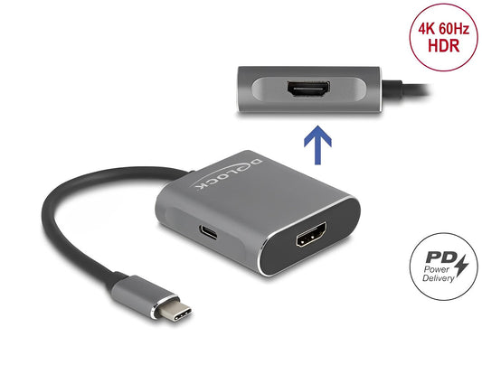 ספליטר USB-C 4K ל- 2 מסכים HDMI MST תומך PD 100Watt - delock.israel