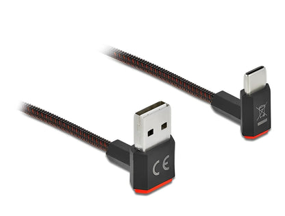 כבל EASY-USB 2.0 עם ציפוי ניילון קלוע מבית Delock גרמניה מאפשר חיבור קל ונוח בין מכשיר עם מחבר USB-C למחשב או למטען בעל חיבור USB-A פנוי