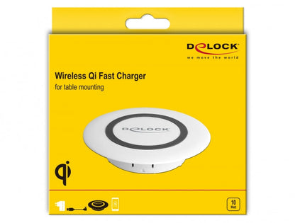 מטען שולחני אלחוטי Wireless Qi Fast Charger 7.5 W + 10 W להתקנה בקדח עגול - delock.israel