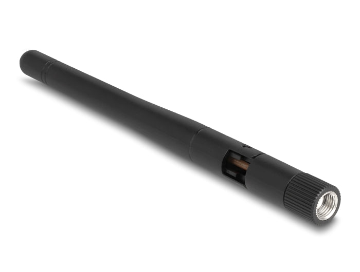 Delock WLAN 802.11 ac/ax/a/b/g/n Antenna RP-SMA plug 2 dBi omnidirectional with tilt joint black - delock.israel