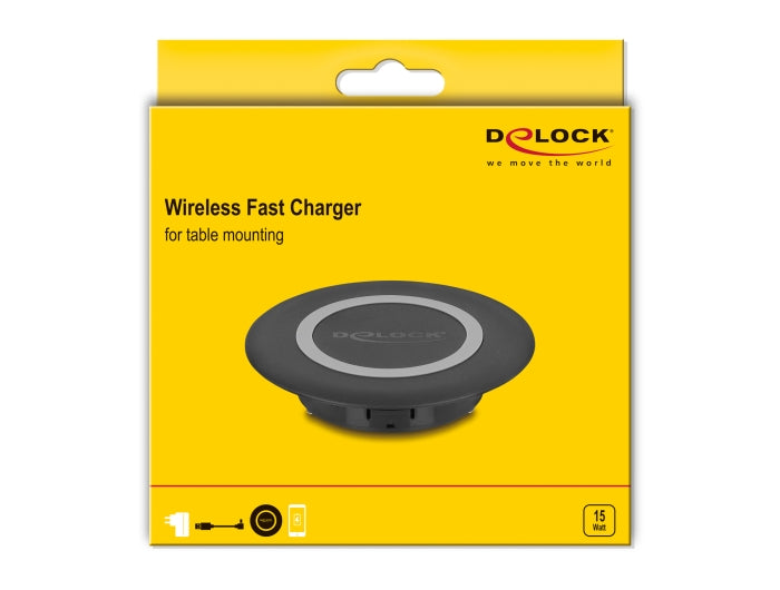 Delock Wireless Charger 15 W for table mounting black - delock.israel