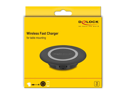 Delock Wireless Charger 15 W for table mounting black - delock.israel