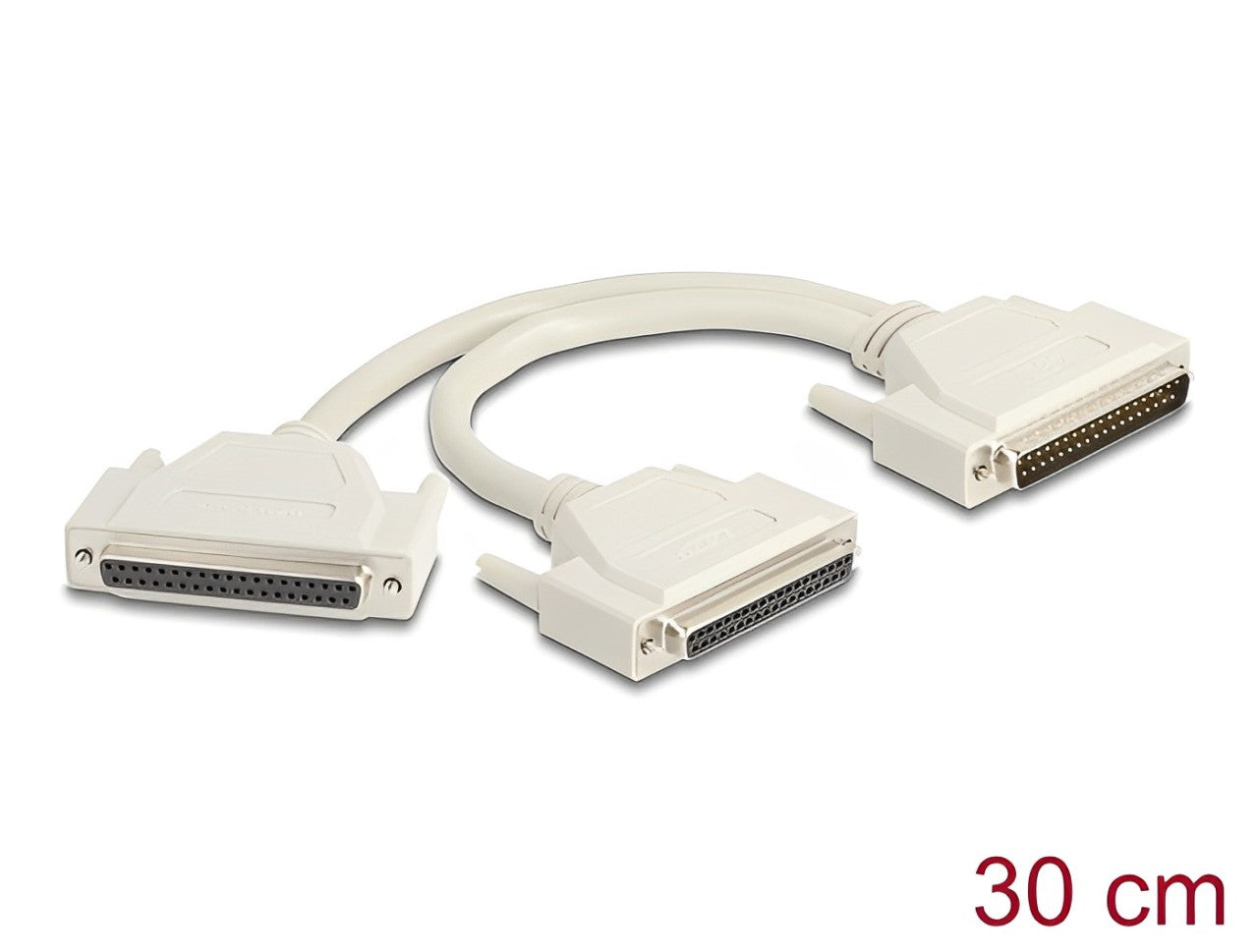 Delock Adapter Y-Cable Splitter D-Sub 37 pin male to 2 x D-Sub 37 pin female with screws 30 cm - delock.israel