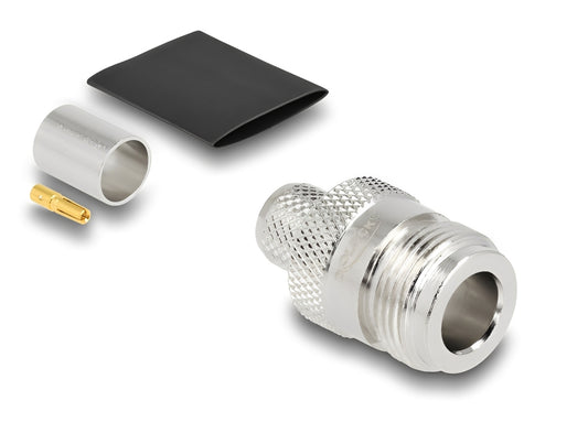 מחבר לכבל האנטנה מבית Delock גרמניה מסוג N-Type נקבה המיועד ללחיצה (Crimp) על כבל קואקסיאלי LMR400
