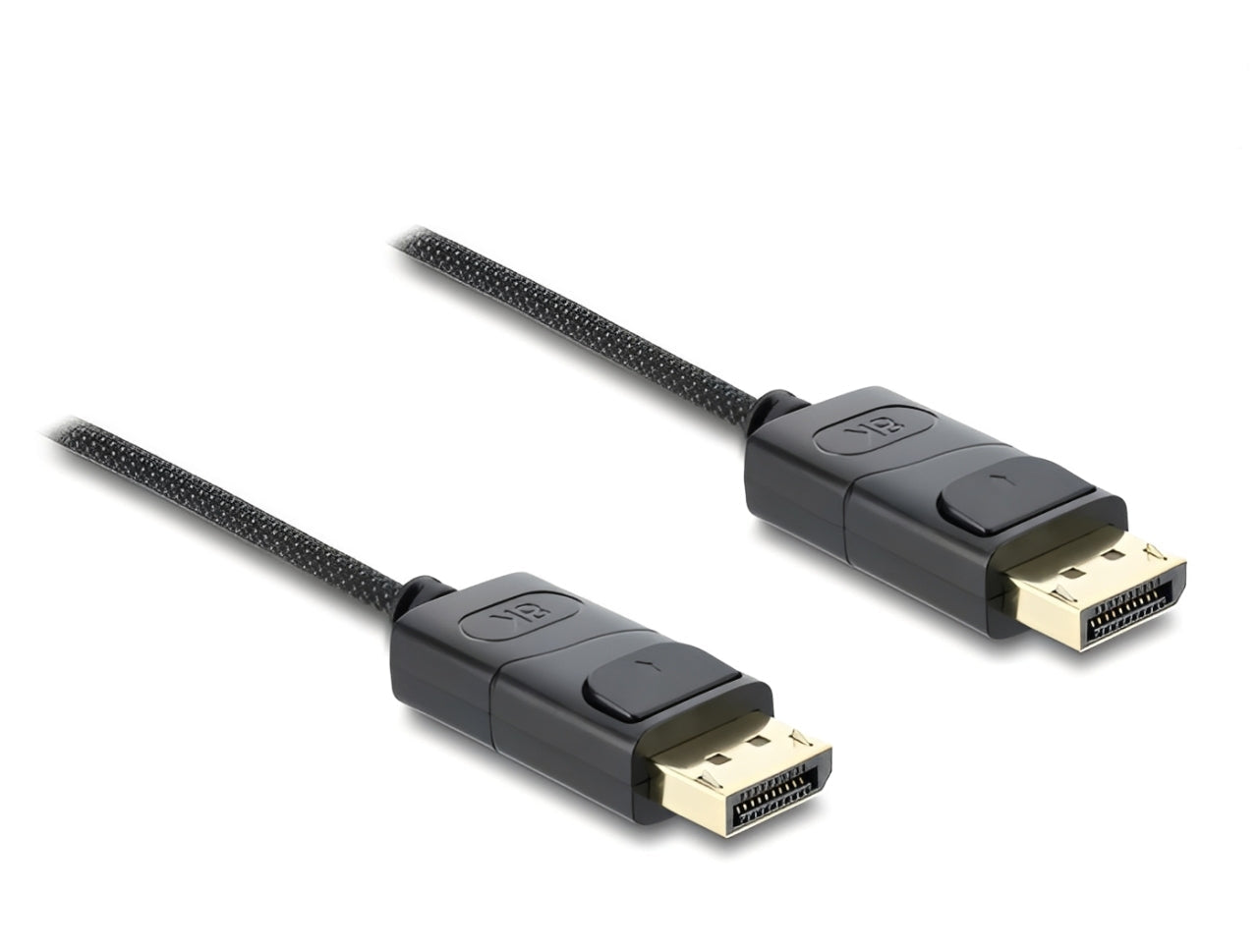 כבל קואקסיאלי DisplayPort 1.4 8K מבית Delock גרמניה מיועד לחיבור התקנים עם ממשק DisplayPort כגון מסכים או טלוויזיות, למחשב או למחשב נייד