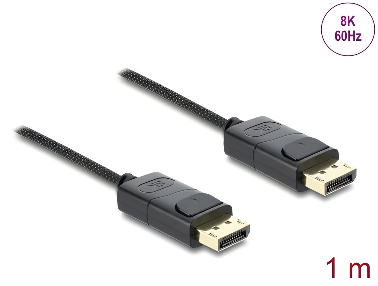 כבל קואקסיאלי DisplayPort 1.4 8K מבית Delock גרמניה מיועד לחיבור התקנים עם ממשק DisplayPort כגון מסכים או טלוויזיות, למחשב או למחשב נייד