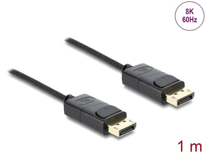 כבל קואקסיאלי DisplayPort 1.4 8K מבית Delock גרמניה מיועד לחיבור התקנים עם ממשק DisplayPort כגון מסכים או טלוויזיות, למחשב או למחשב נייד