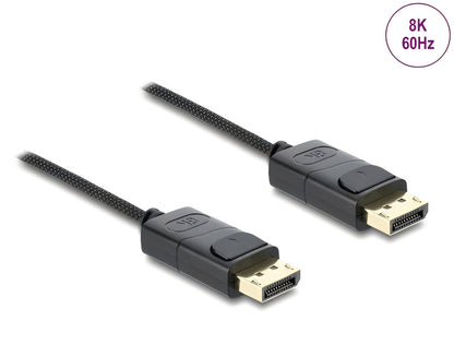 כבל קואקסיאלי DisplayPort 1.4 8K מבית Delock גרמניה מיועד לחיבור התקנים עם ממשק DisplayPort כגון מסכים או טלוויזיות, למחשב או למחשב נייד