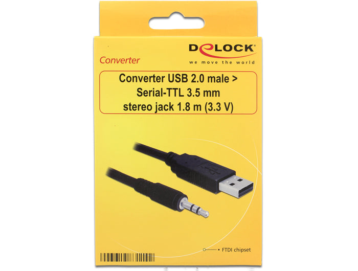 ממיר USB 2.0 זכר ל- TTL 3.3 V מחבר 3.5 מ"מ - delock.israel