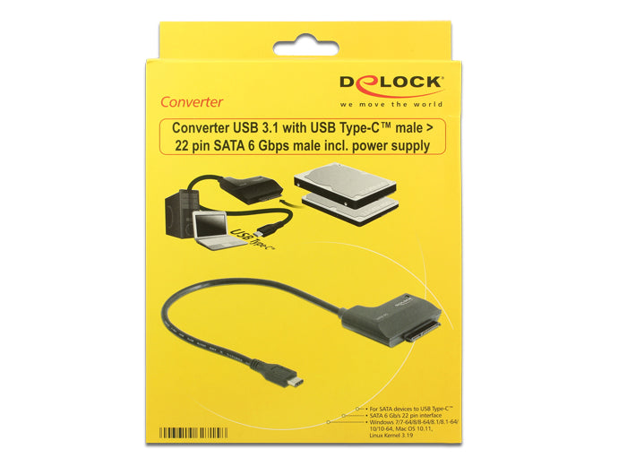 ממיר USB-C 3.1 Gen 2 לחיבור SATA 6 Gbps - delock.israel