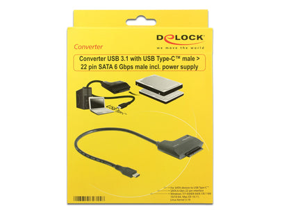 ממיר USB-C 3.1 Gen 2 לחיבור SATA 6 Gbps - delock.israel