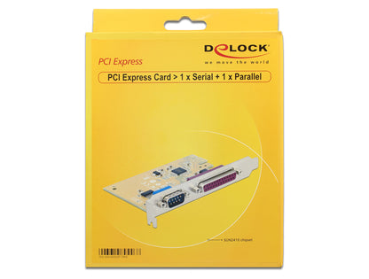 כרטיס PCIe x1 Serial RS-232 עם יציאת DB9 + יציאת Parallel צ'יפ SUN - delock.israel