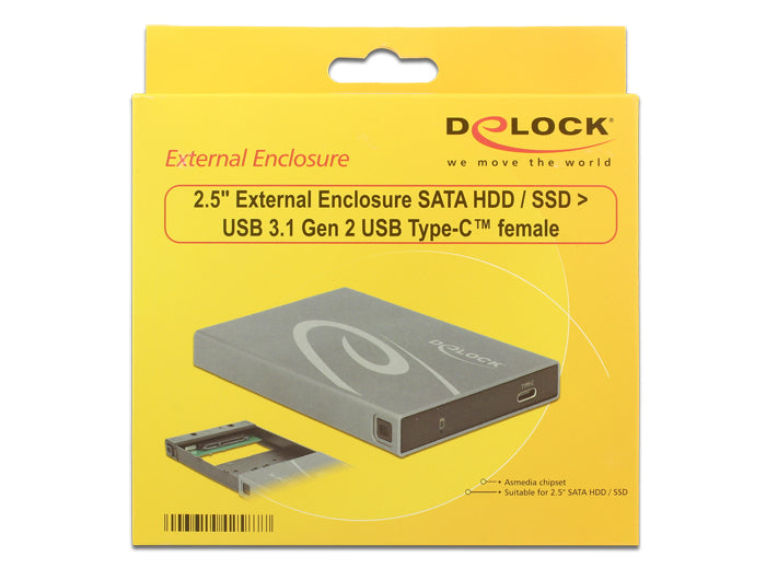 מארז חיצוני USB 3.1 10Gbps עבור כונן דיסק 2.5″SATA HDD/SSD 3TB - delock.israel