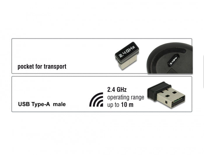 עכבר אנכי ארגונומי אלחוטי USB-A 2.4 GHz עם 5 לחצנים - delock.israel