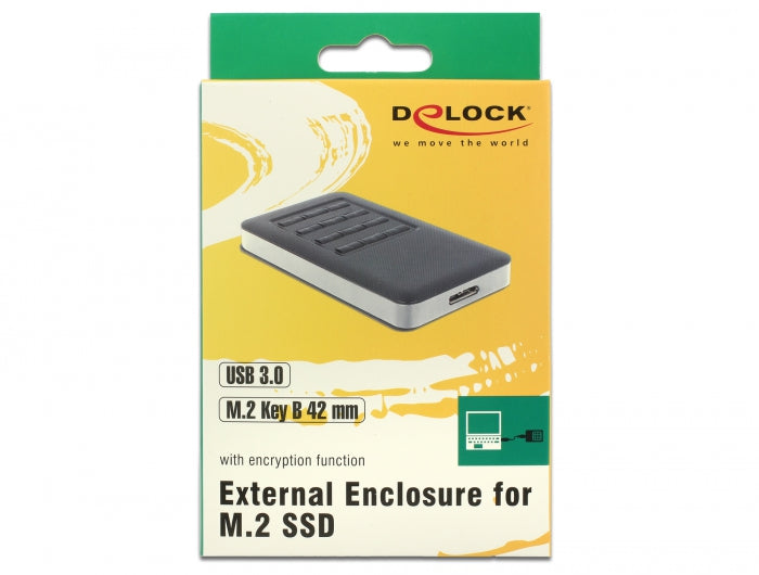 מארז חיצוני USB-3.0 לכונן M.2 SATA SSD עם פונקציית הצפנה - delock.israel