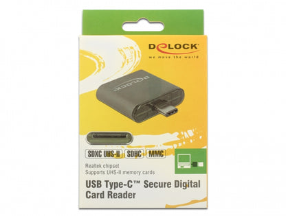 קורא כרטיסים USB-C 3.1 Gen 1 לכרטיסי זיכרון SDHC / SDXC UHS-II / MMC - delock.israel