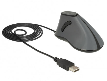 עכבר אנכי ארגונומי USB עם 5 לחצנים - delock.israel