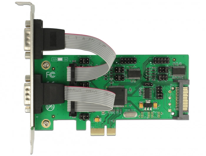 כרטיס PCIe x1 Serial TTL 3.3 V / RS-232 Low profile עם 4 יציאות DB9 צ'יפ WCH - delock.israel