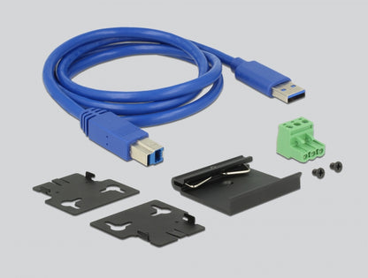 מפצל תעשייתי USB 3.0 5Gbps 15kV ESD אקטיבי עם 7 יציאות USB-A- delock.israel