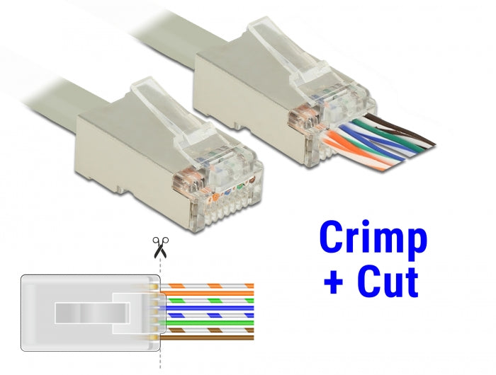לוחץ כבל רשת RJ45 Crimp+Cut עבור קונקטורים עם פתח חזיתי - delock.israel