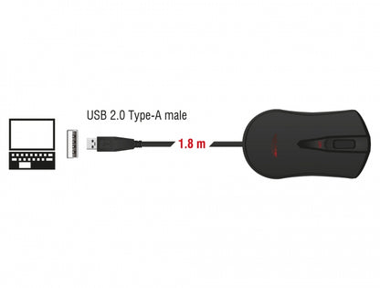 עכבר גיימינג USB עם 4 לחצנים תומך עד 4800dpi - delock.israel