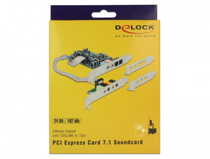 כרטיס קול מקצועי PCI-E 7.1 תומך 24 ביט 192 קילוהרץ עם חיבור אופטי - delock.israel