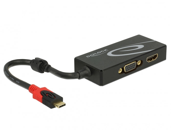 ספליטר USB-C 4K ל- 2 מסכים HDMI + VGA בו זמנית - delock.israel