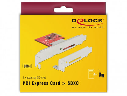 קורא כרטיסים PCI-E לזיכרונות SD - delock.israel