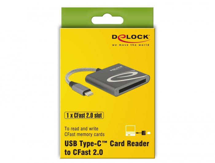 קורא כרטיסים USB-C עבור כרטיסי זיכרון CFast 2.0 - delock.israel