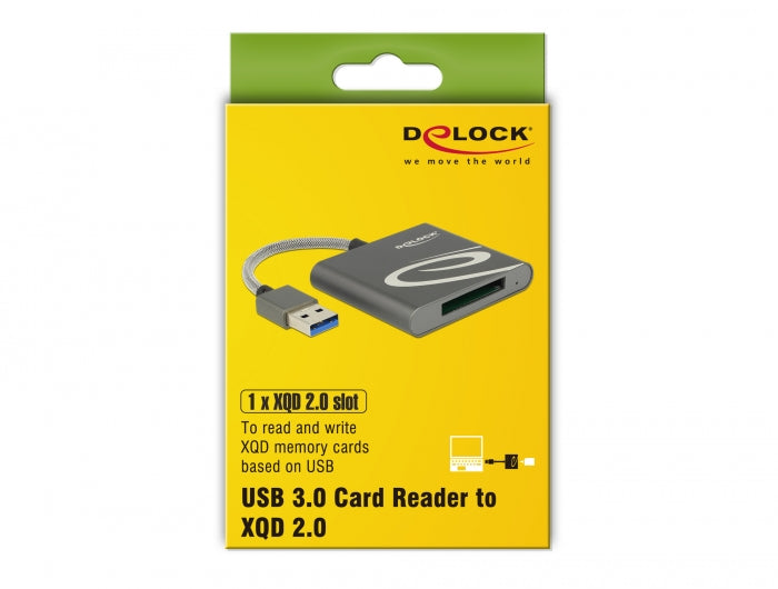 קורא כרטיסים USB 3.0 גוף אלומיניום לכרטיסי זיכרון XQD 2.0 - delock.israel