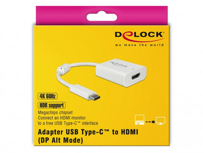 מתאם תצוגה תקע USB-C לשקע HDMI 4K 60 Hz תומך HDR - delock.israel