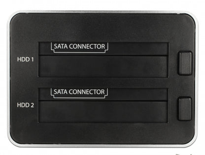 תחנת עגינה USB 3.0 גוף מתכת עבור 2 כונני SATA HDD/SSD 2.5″/ 3.5″ עם פונקציית שכפול - delock.israel