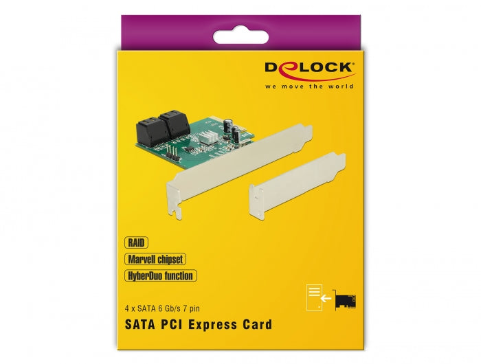 כרטיס SATA PCI-E עם 4 יציאות SATA 6 Gb/s תומך RAID - delock.israel