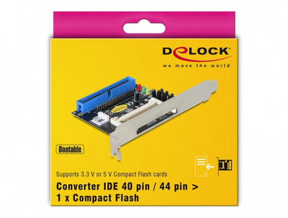 קורא כרטיסים IDE / PC לזיכרונות Compact Flash - delock.israel