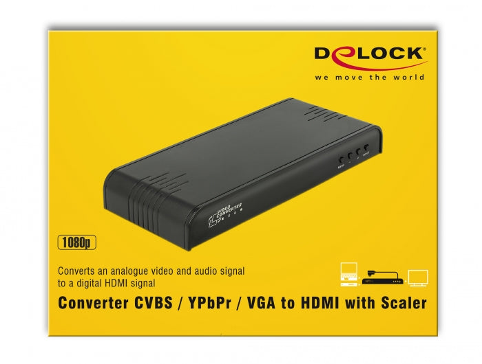 ממיר וידאו ואודיו AV / VGA לחיבור מסך HDMI עם סקלר - delock.israel