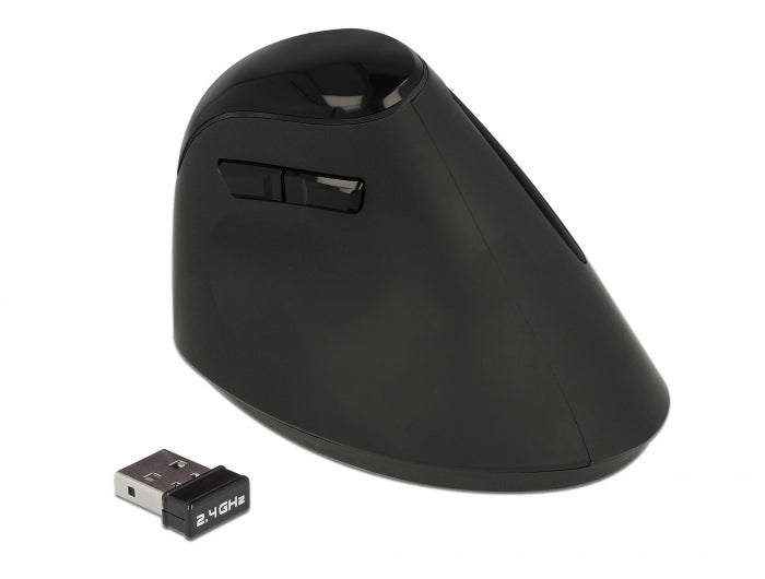 עכבר אנכי ארגונומי אלחוטי USB-A 2.4 GHz עם 6 לחצנים צבע שחור - delock.israel