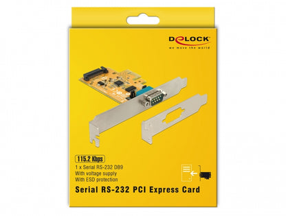 כרטיס PCIe x1 Serial RS-232 Low profile עם יציאת DB9 Voltage supply צ'יפ SUN - delock.israel