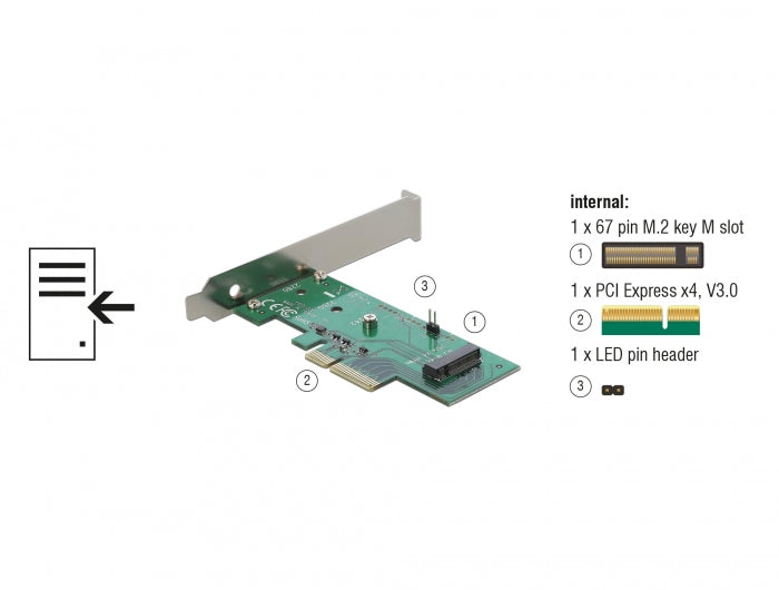 כרטיס PCI-E x4 Low Profile עבור כונן M.2 NVMe M 80mm - delock.israel