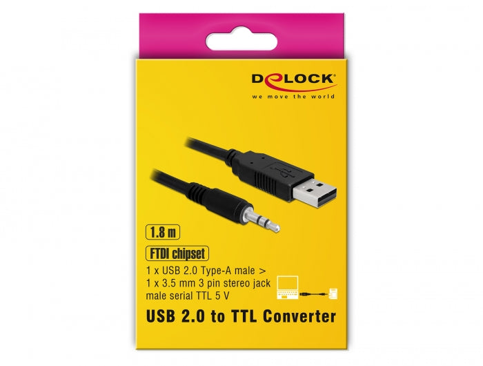 ממיר USB 2.0 זכר ל- TTL 5 V מחבר 3.5 מ"מ - delock.israel
