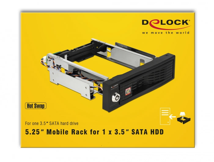 מגירה נשלפת 5.25″ עבור כונן דיסק 3.5″SATA HDD/SSD - delock.israel