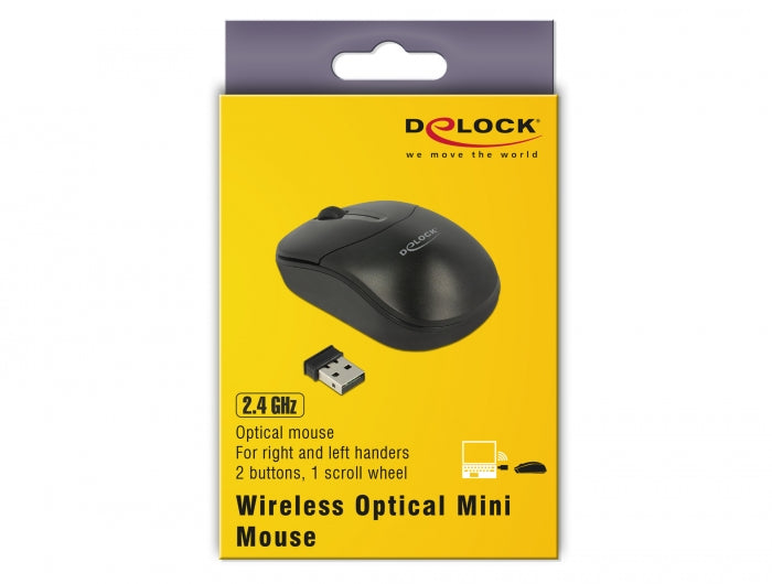 עכבר מיני אופטי אלחוטי USB-A 2.4 GHz עם 3 לחצנים - delock.israel