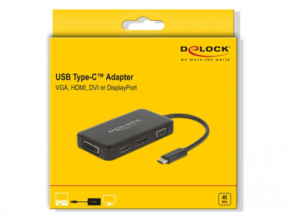 מולטי מתאם תצוגה USB-C לחיבור מסכים VGA / DVI / HDMI 4K / DisplayPort 4K - delock.israel